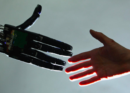 AI hand and human hand