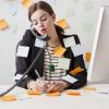 Woman covered in sticky notes