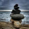 Rocks stacked on the beach